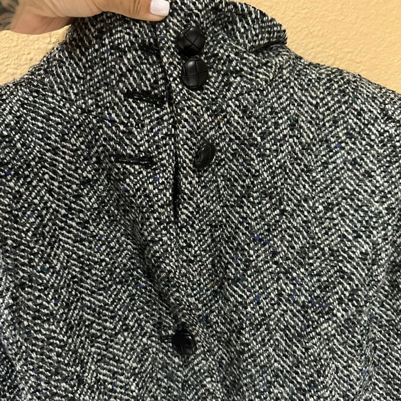 Vintage Otello Pelle Bomber Jacket Womens Size Medium Gray Wool Blend Mock Coat - Picture 6 of 15